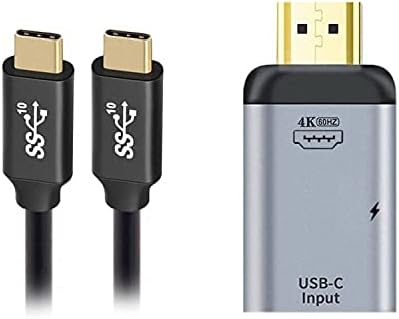 Cablecc 100W 10Gbps Cable & USB-C Type C Female Source to HDMI Sink HDTV & PD Power Adapter 4K 60hz 1080p for Phone & Laptop