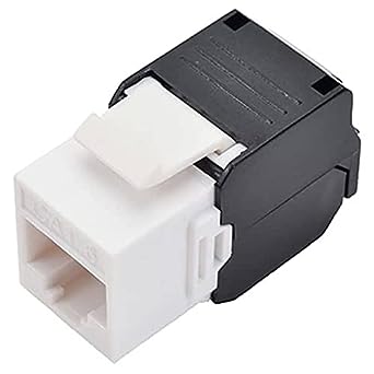 NewYork Cables Cat6 RJ45 Vertical Keystone Jack - 180 Degree UTP Toolless Ethernet Adapter, Compatible with Cat6 unloaded Keystone Patch Panel - Blank Patch Panel (Pack of 50, Half White & Black)