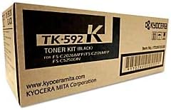 Kyocera 1T02KV0US0 Model TK-592K Black Toner Cartridge For Use with M6026cidn, M6526cdn, M6526cidn, P6026cdn, FS-C2026MFP, FS-C2126MFP, FS-C2126MFP+, FS-C2526MFP, FS-C2626MFP and FS-C5250DN Printers