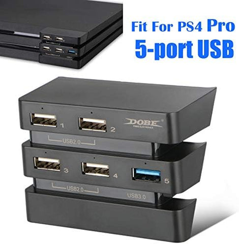 Linkstyle 5 Port USB HUB for PS4 Pro Only, USB 3.0/2.0 High Speed Charger Controller Splitter Expander for Playstation 4 Pro