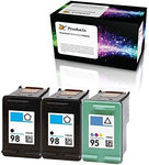 OCProducts Refilled Ink Cartridge Replacement for HP 98 and HP 95 for Officejet 150 100 H470 PhotoSmart D5160 C4180 2570 8030 8049 (2 Black 1 Color)