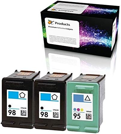 OCProducts Refilled Ink Cartridge Replacement for HP 98 and HP 95 for Officejet 150 100 H470 PhotoSmart D5160 C4180 2570 8030 8049 (2 Black 1 Color)