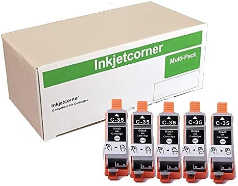 Inkjetcorner Compatible Ink Cartridge Replacement for PGI-35 PGI-35BK for use with iP100 iP110 TR150 Printer (Black, 5-Pack)