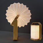 LED Hand Lamp Wood & Paper Hanging Folding Lantern Organ Book Light for Home Office Travel USB Rechargeable