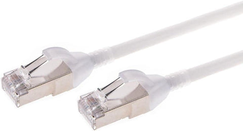 Monoprice Cat6A Ethernet Patch Cable - 15 Feet - White | Snagless, Double Shielded, Component Level, CM, 30AWG - SlimRun Series