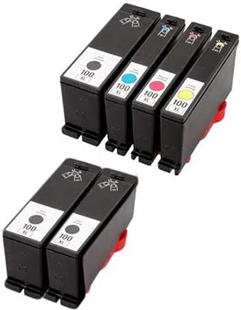 Clickinks Compatible Ink Cartridge Replacement for Lexmark 100XL for use with S301 S305 S605 S405 S505 Pro901 Pro905 Pro805 Pro705 Pro205 Pro206 Pro207 S815 S816 Printers (Full Set + 2 Extra Black)