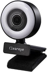1080P 60FPS Streaming Webcam with Ring Light, Fast AutoFocus, 2021 Cleareye USB 1080P Web Camera, Dual Stereo Microphone, for Zoom Meeting Skype Teams