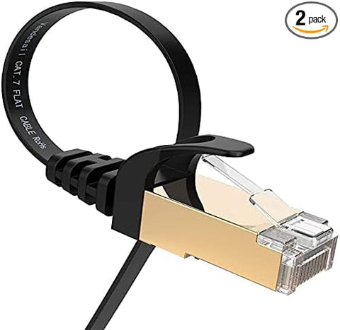 VANDESAIL Ethernet Cable, 2 Pack CAT 7 High Speed Internet LAN Cable, Rj45 Full Gold Plated Plug Cord for Router, Modem, Gaming, Xbox, PS4, Switch(Black, 3ft + 10ft)