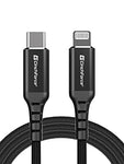 CinchForce USB Type-C to Lightning Cable [Apple MFi Certified] - Supports PD Fast Charging, High Speed Data, Made for Any Device That uses Apple Lightning Connector - Black 6.6ft Cable (2m)