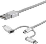 StarTech.com USB Multi Charging Cable - 6.6 ft / 2m - Lightning/USB-C/Micro-USB - Braided - MFi Certified - USB 2.0-3 in 1 Charging (LTCUB2MGR)