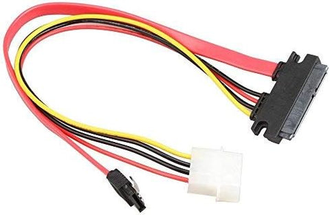 LIANSHU 2Pack SATA(7+15) Pin Female to SATA7Pin +Molex4Pin HSG Power Combo Cable ((SATA22Pin to Data+Power) (11Inches)