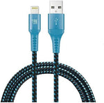 LAX Gadgets USB A to Lightning Cable - Apple MFI Certified Lightning Cable for iPhones, iPads, and iPods - Durable Nylon Braided Fast Charging Cable - High Data Sync - 4 Ft - Aqua (LGHT4FT-AQ)