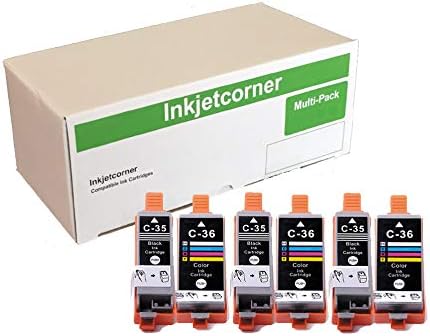 Inkjetcorner Compatible Ink Cartridge Replacement for PGI-35 CLI-36 for use with TR150 iP100 iP110 Printer (3 Black 3 Color, 6-Pack)