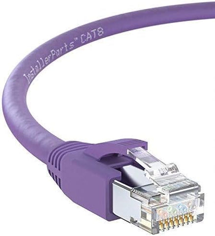 InstallerParts Ethernet Cable CAT8 Cable 2 FT - Purple - Professional Series - 40Gigabit/Sec Network/High Speed Internet Cable for Router, Modem,Gaming/2000 MHZ, 24AWG