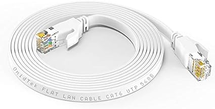 OnidTek Cat6 Flat Ethernet Cable – LAN Cable-Pure Bare Copper Wire with a Rj45 Connectors for Network Switch, Computers/Servers, Gaming System, Modem/Router, and Others (5 Meters (16 Ft), Black)
