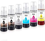 storcfe 6-Pack 552 Compatible Refill Ink Replacement for Epson 552 T552 Work for EcoTank Photo ET-8550 ET-8500 Printer, for Daily Printing (1Black, 1Photo Black, 1Cyan, 1Magenta, 1Yellow, 1Gray)