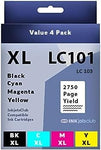 INKjetsclub Compatible Ink for Brother LC101 / LC103 High Yield Ink Cartridges. 4 Pack Value Pack. This is an XL Version of LC 101