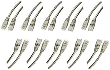 10 Pack Cat5e Snagless/Molded Boot, Ethernet Patch Cable 5 Feet Grey, CNE481512