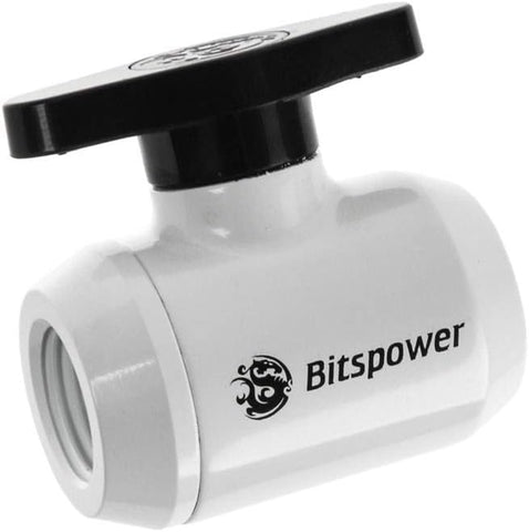 Bitspower G1/4" Mini Valve with Black Handle, Deluxe White Body