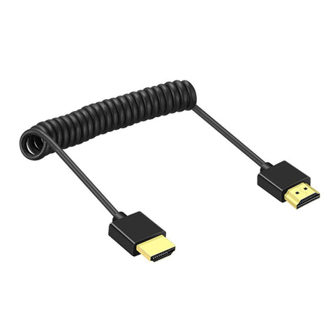 SZRMCC High Speed 4K 2.0 60P Coiled HDMI-Compliant Thin Soft Cable for Z Cam E2 Tablet for Sony-Canon DSLR Camera ATOMOS Portkeys Monitor