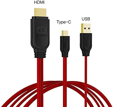 Kkf USB Type C to 4K HDMI Cable Adapter 6FT | High Speed HDMI Cables, 4K @ 30Hz, Ultra HD, Mobile Phone to TV Mirror Cable | for Laptop, Monitor, Fire TV, etc. (Type A Port only for Charging)