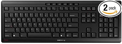 Cherry Stream Wireless Keyboard with SX Scissors Mechanism, Slim Yet Full Size QWERTY Ergo Friendly with Number Pad, Thin Design with Quiet keystroke for use at Home Office or Work. Black