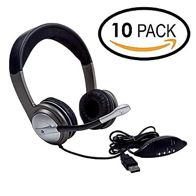 Egghead USB Multimedia Headset with Volume Control, EGG-IAG-3002-10-SO (Pack of 10)