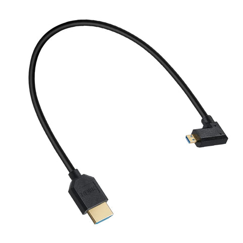 MysRuida 1ft 8K Micro HDMI 2.1 to HDMI 2.1 Cable, 90 Degree Right Angle 8K Micro HDMI Male to 8K HDMI Male Adapter Cable, OD 4mm Slim Ultra HD HDMI 2.1 Version 8K Cable, 8k@60HZ