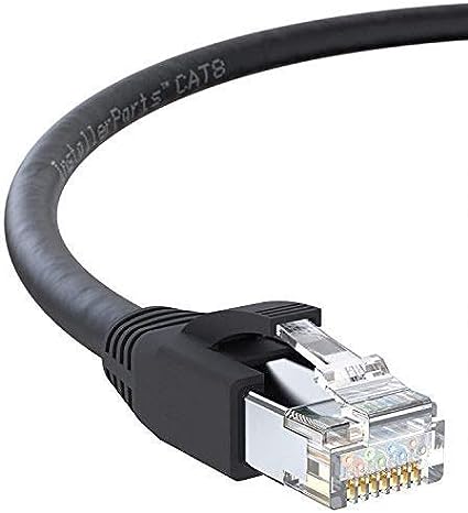 InstallerParts Ethernet Cable CAT8 Cable 3 FT - Black - Professional Series - 40Gigabit/Sec Network/High Speed Internet Cable for Router, Modem,Gaming/2000 MHZ, 24AWG