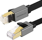 ANNNWZZD CAT 8 Ethernet Cable, Flat LAN Network Cable High Speed 26AWG Patch 40Gbps, 2000Mhz with Gold Plated RJ45 Connector for Router, Modem, PC, Switches, Hub, Laptop, Gaming, Xbox (50ft/50FT)