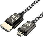 Cablecc Micro HDMI to HDMI 2.1 Ultra-HD UHD 8K 60hz 4K 120hz Cable 48Gbs HDMI Cord for Camera Tablet 1M