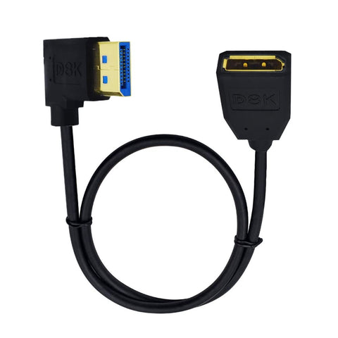 Kework 12 Inch DisplayPort 8K Extension Cable, 90 Degree Left Angle DP Male to DP Female Extender Ultra HD Cable, DisplayPort 1.4 Version Extension Adapter Cord Support 8K@60HZ (Left AM to FM)