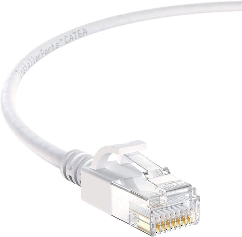 InstallerParts Ethernet Cable CAT6A Slim Cable UTP Booted 1.5 FT (10 Pack) - White - Professional Series - 10Gigabit/Sec Network/High Speed Internet Cable, 550MHZ, 28AWG