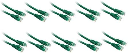 10 Pack Cat5e Cable with UTP Molded Boot 350MHz 5 Feet Green, CNE483110