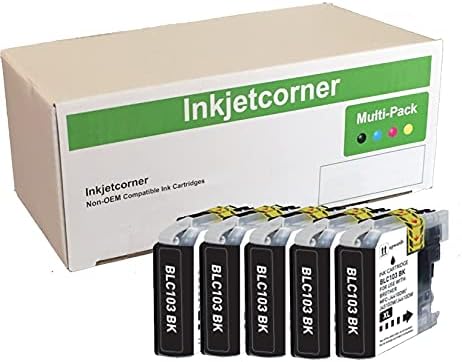 Inkjetcorner Compatible Ink Cartridges Replacement for LC103XL LC103 (Black, 5-Pack)