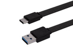 Monoprice Flat USB Type-C to Type-A 3.2 Gen1 Charge and Sync Cable - 3 Feet - Black (1 Pack) 5Gbps, 3A, Reversible Connector, Compatible with Galaxy S10 S10E S9 S8 S20 Plus