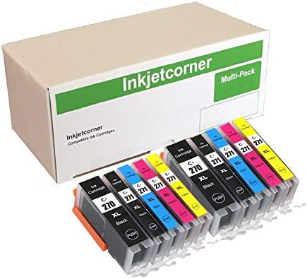Inkjetcorner Compatible Ink Cartridges Replacement for PGI-270XL CLI-271XL for use with MG5700 MG6800 TS5020 TS6020 TS6000 (2 Black, 2 Photo Black, 2 Cyan, 2 Magenta, 2 Yellow, 10-Pack)