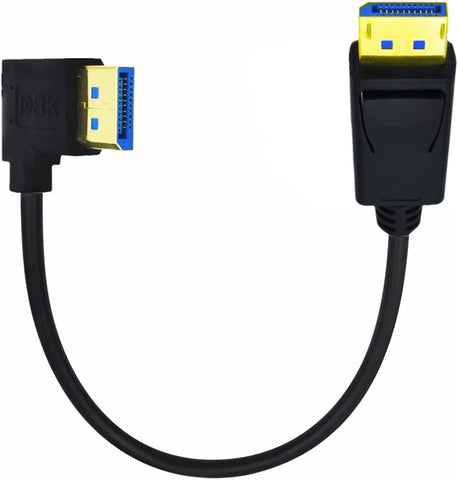 Kework 12 Inch DisplayPort 8K Cable, DisplayPort Male to 90 Degree Left Angle DisplayPort Male Ultra HD Cable, DP 1.4 Version Adapter Support 8K@60HZ (Left Angle AM to AM)