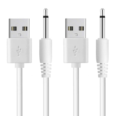 2.7ft Replacement DC Charging Cable, 2 Pack USB to DC 2.5mm Fast Charger Cord - 2.5mm/ White