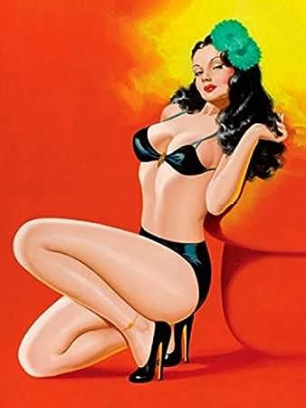 Mid-Century Pin-Ups - Beauty Magazine - Hot in Black Poster Print by Peter Driben (18 x 24)