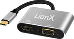 LIONX USB Type C to VGA Multiport Adapter USB C to HDMI 4K UHD Converter for MacBook, Chromebook, Dell and More