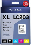 Brother LC 203 Ink Cartridge 5 Pack. Works with MFC-J480DW MFC-J880DW MFC-J4420DW MFC-J680DW MFC-J885DW Printers. 5 Pack 2 Black, Cyan, Magenta, Yellow