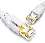 CAT8 Ethernet Cable 20FT, 40Gbps High Speed SFTP 2000MHz Gigabit Internet Network LAN Patch Cord with Gold Plated RJ45 Connector for Gaming, Router, Modem, Switches, Hub, PC (20ft, White)