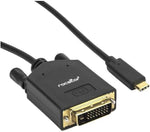 Rocstor Y10C205-B1 DVI-D/USB Video Cable - DVI-D/USB for Video Device - 6 ft. - Type C Male USB - DVI-D (Dual-Link) Male Digital Video Dual Link 2560X1600 SNGL 1920X1200, Black