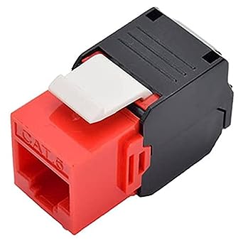 NewYork Cables Cat6 RJ45 Vertical Keystone Jack - 180 Degree UTP Toolless Ethernet Adapter, Compatible with Cat6 unloaded Keystone Patch Panel - Blank Patch Panel (Pack of 25, Half Red & Black)