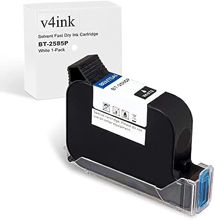 v4ink BENTSAI Original Solvent Fast Dry Ink Cartridge BT-2585P for BENTSAI Handheld Inkjet Printer BT-HH6105B2, BT-HH6105B3 (White, 1-Pack)