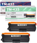 GULOYA TN-433 TN433 Toner Cartridge High Yield Black, Replacement for Brother TN-433 Toner for DCP-L8410CDW MFC-L8610CDW HL-L8260CDW L8360CDW Ink Printer, TN433 2 Pack