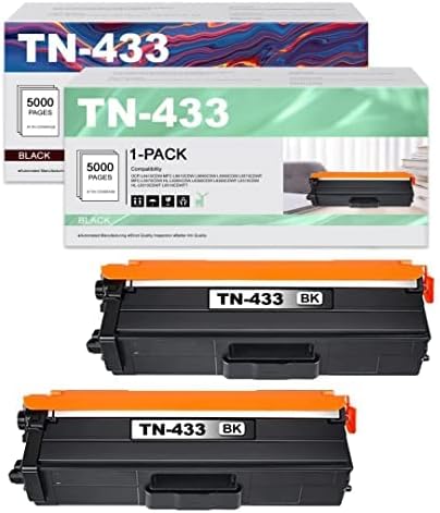 GULOYA TN-433 TN433 Toner Cartridge High Yield Black, Replacement for Brother TN-433 Toner for DCP-L8410CDW MFC-L8610CDW HL-L8260CDW L8360CDW Ink Printer, TN433 2 Pack