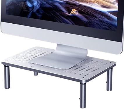 Husky Mounts Adjustable Steel Monitor Stand Riser Ergonomic Vented for Laptop TV or Printer. Silver