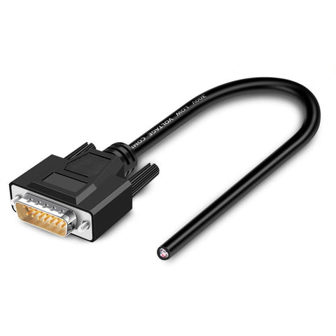 Jienk 6.56Ft 24AWG DB15 Male RS232 15 Pin Serial Extension Cable, 15-Pin Gold Plated Connector with Bare Wire End Open Cable